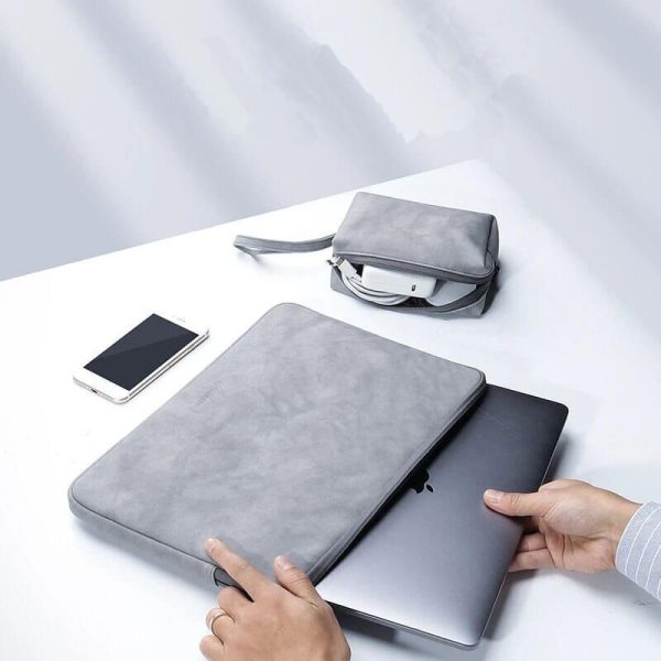 Housse D'ordinateur Portable - Fluffy Gris + Cadeau