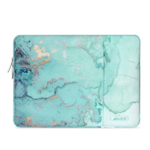 pochette pour ordinateur portable - marbre vert d'eau