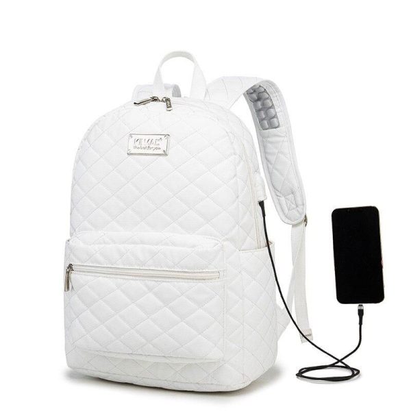 sac à dos pour ordinateur 15 pouces femme - matelassé blanc