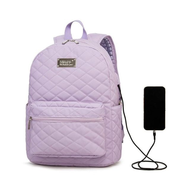 sac à dos pour ordinateur - matelassé violet pour femme